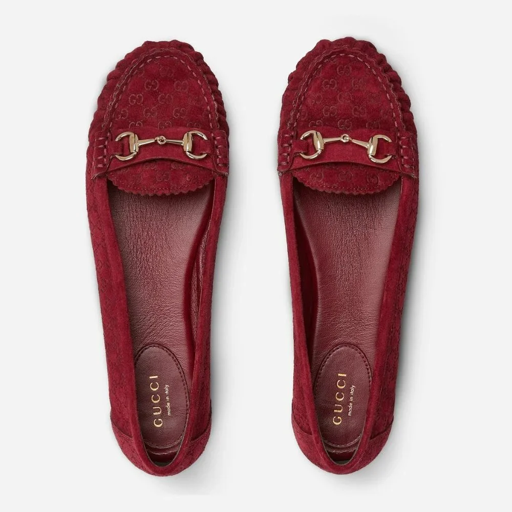 NEW GUCCI Women's Suede Kensington Horsebit Loafers EU 39.5 US 9.5 Ballet Flats - Picture 5 of 11